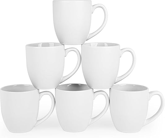16oz Coffee Mugs Set of 6, Large Ceramic Modern Coffee Mugs With Handle For Tea,Latte,Cappuccino,Cocoa. Dishwasher.Microwave Safe (Matte White)-Ruum Studio Home