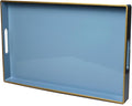 Spsyrine Blue Decorative Serving Tray with Handles, Elegant Plastic Coffee Table Tray for Ottoman, Living Room, Home Decor 15.6" X 10.2" Light Blue-Ruum Studio Home
