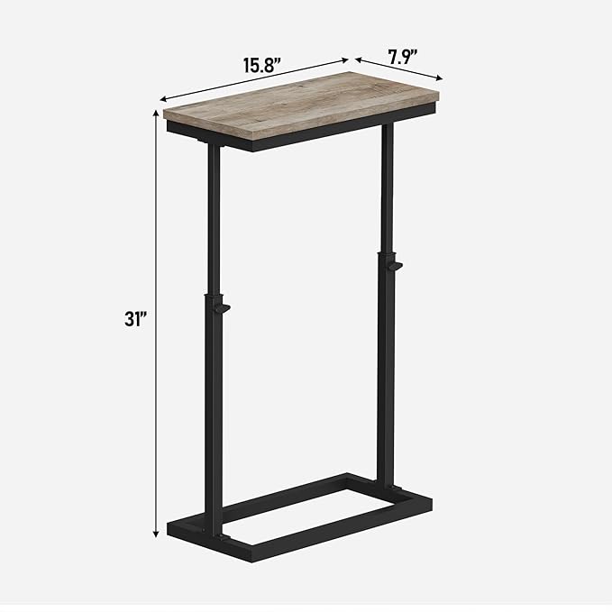 TUTOTAK End Table, Side Table, Tall Couch Table, Sofa Table, Living Room, Bedroom, Greige TB01BG0832-Ruum Studio Home