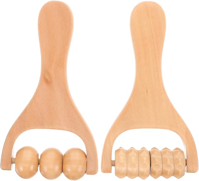 Wooden Massage Roller, Wood Therapy Massage Tools 2pcs Bead Wooden Roller Tool Muscle for Men and Women, Muscle Tension Relief Tissue Father and Mother Day Giftware-Ruum Studio Home