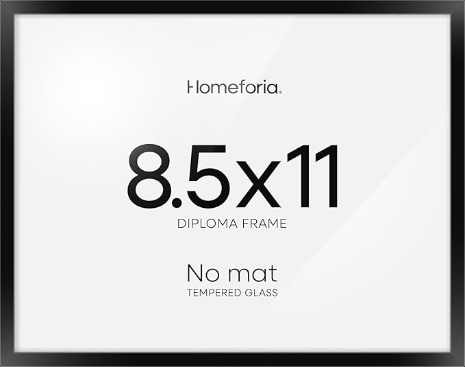 Homeforia Black Diploma Frame 8.5 x 11, High End Metal 8.5x11 Certificate Frames, 11x8.5 inch Document Frame for Wall or Tabletop, 8.5 by 11 Award Letter Size Frame, Tempered Glass, Wall Kit, Set of 1-Ruum Studio Home