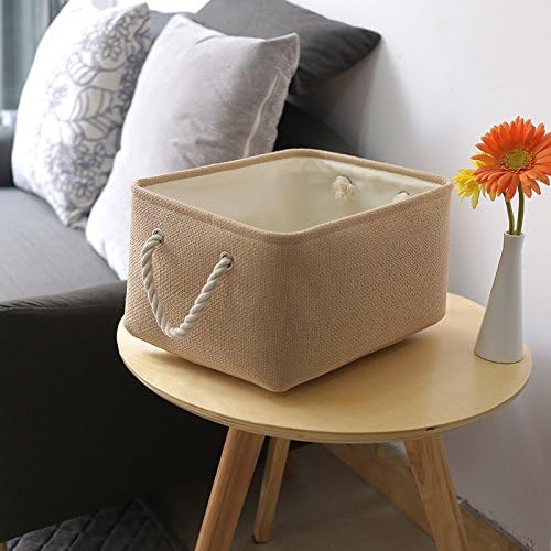 TheWarmHome Large Storage Basket - Fabric Storage Baskets for Organizing Shelves, Collapsible Storage Bin Organizer for Closet Bookself Laundry Dog Toy Home Organization, Decorative Beige Basket Gift-Ruum Studio Home