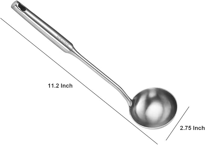 Soup Spoon Ladle,304 Stainless Steel Cooking Spoon Kitchen Tool For Wok With Hollow Handle, Silver/13.9Inch-Ruum Studio Home