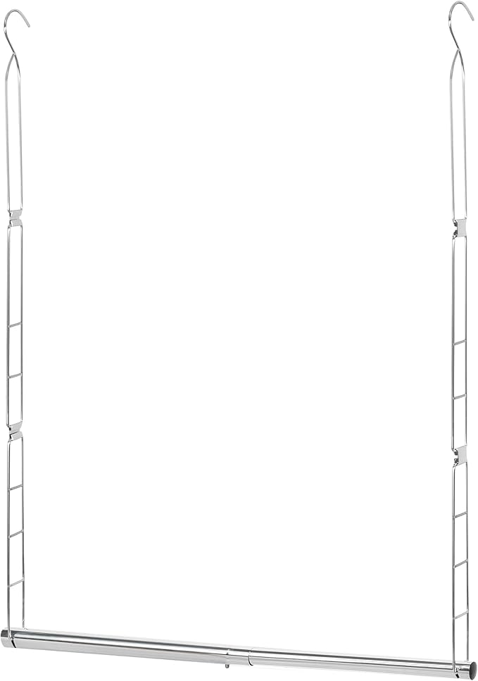 STORAGE MANIAC Hanging Closet Rod, Adjustable Width and Height Closet Hanging Organizer, Space-Saving Clothes Hanging Bar, Closet Extender Hanging Rod Double Closet Hanging Rod, 1 Pack Chrome-Ruum Studio Home