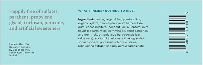 Cocofloss Cocoshine Whitening Toothpaste, Remineralize & Repair Sensitive Teeth, Fluoride-Free with n-HA, Kid-Friendly, Delicious Mint, 3.4 oz-Ruum Studio Home