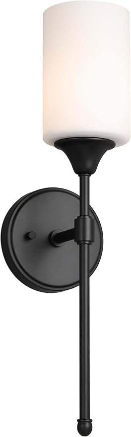 XiNBEi Lighting Wall Sconce, Bathroom Vanity Light with Glass, Wall Fixture Matte Black Finish for Bathroom XB-W1216-MBK-Ruum Studio Home