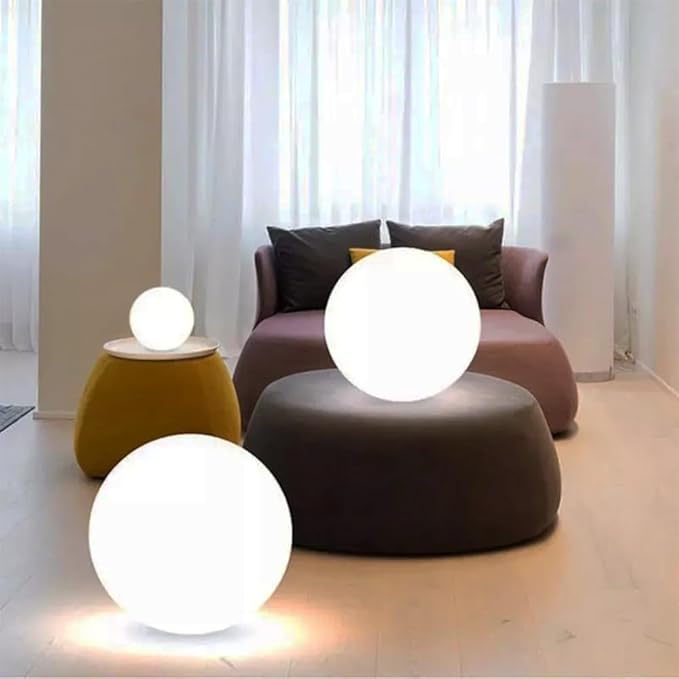 Globe Floor Lamp, 14-in Rechargeable LED Ball Light Globe Light w/Remote, Versatile Glowing Orb Mood Lamps Waterproof Outdoor Orb Lamp, Dimmable RGB Color Changing Light Up Ball for Home Garden Yard-Ruum Studio Home
