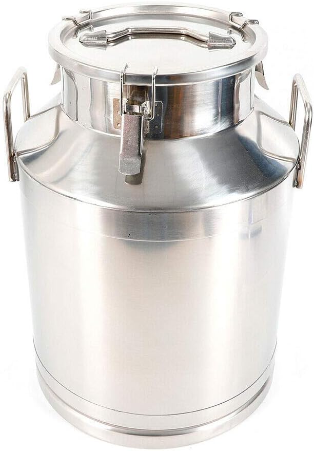 Stainless Steel Milk Can, 50L/13.2 Gallon Heavy Duty Airtight Storage Canister Milk Bucket with Lid, Embedded Silicone Milk Jug Wine Pail Water Cereals Bucket with Three Latches and Two Handles-Ruum Studio Home