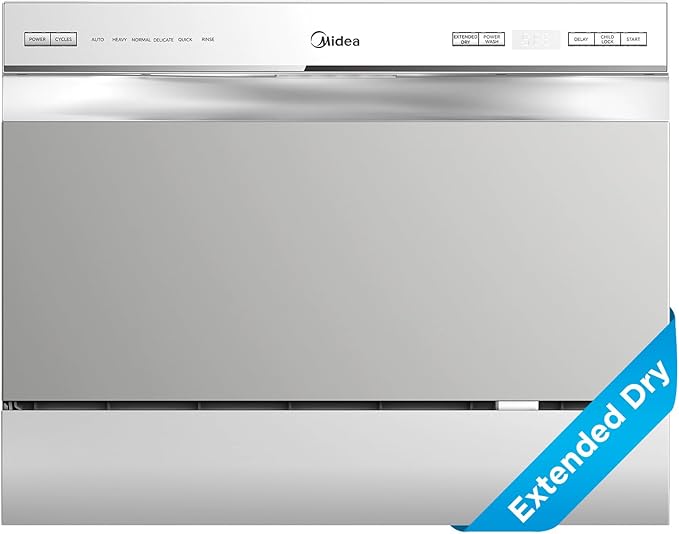Midea MDC22P2ASS Countertop, Portable Place Settings & 6+2 Washing Cycles. Energy Star Dishwasher, Dish Washer for Dorm, RV& Apartment, Sliver, Silver-Ruum Studio Home