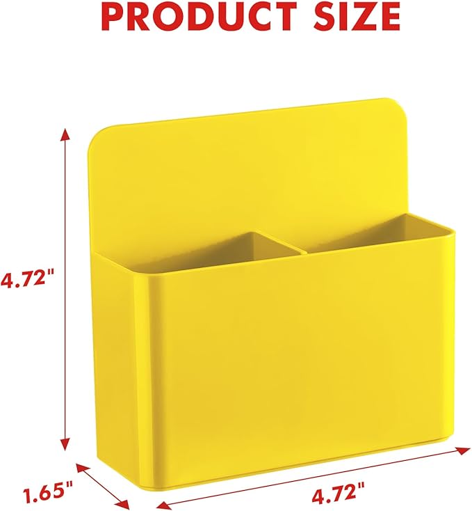 BEYGORM 2 Pack Plastics Magnetic Pen Holder for Refrigerator, Dry Erase Marker Holder for Whiteboard，Magnet School Locker Organizer Accessories, Pencil Cup, Pen Caddy, Classroom Organization(Yellow)-Ruum Studio Home