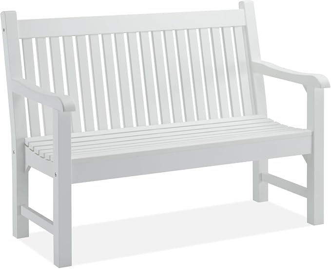 Psilvam 2-Person Poly Lumber Outdoor Bench with 700 Lbs Weight Capacity – Weatherproof Garden Seating for, Balcony Porch & Park, All-Weather Fade-Resistant Patio Furniture (White)-Ruum Studio Home
