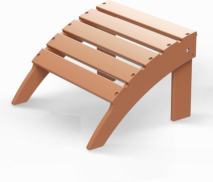 GREENVINES Adirondack-Ottoman | HDPE Plastic | Outdoor Footrest | All Weather | Foot Rest | Foot Stool | Teak | for Adirondack Chair | for Patio Backyard Pool-Ruum Studio Home
