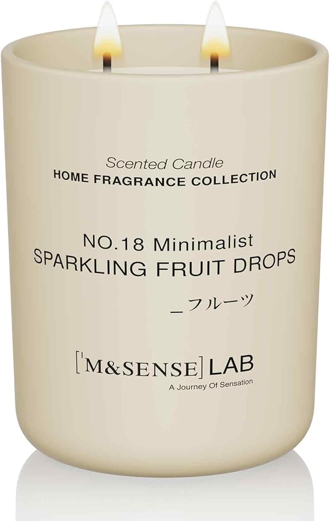 M&SENSE Natural Soy Candle| Sparkling Fruit Drops | 16.6 oz, 95H Burn | Minimalist Scented Candle for Relaxation, Gifting, Home Décor | for Bedroom, Office, Party Large-Ruum Studio Home