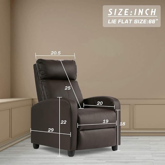 BestMassage | Recliner Chair | with 2 Point Massage Function | Pu Brown | with Lumbar Support, Adjustable Push Back, Footrest & Padded Seat | Easy Assembly | for Living Room, Home Theatre-Ruum Studio Home