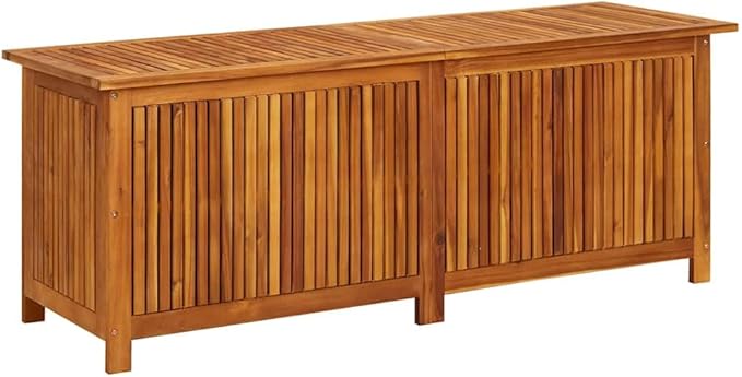 vidaXL Outdoor Storage Box, Deck Box with Gas-Lift Lid, Storage Chest with Water-Resistant Zippered Bag Inside, 59.1''x19.7''x22.8'', Solid Acacia Wood-Ruum Studio Home