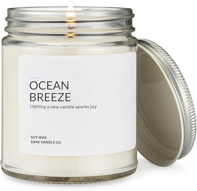 1OAK Soy Wax Ocean Candle (Ocean Breeze) - Beach Candle - Ocean Themed Candles - Summer Candles for Home - Home Scented - Hand-Poured (7oz.)-Ruum Studio Home
