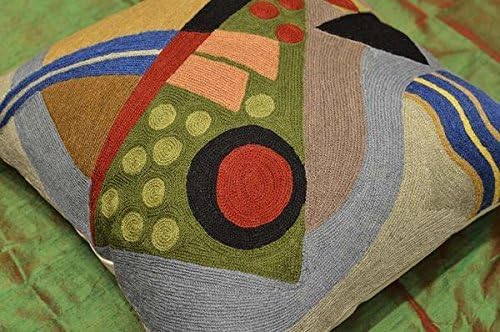 Kandinsky Abstract Pillow Cover - Original | Modern Toss Pillows Modern Chair Cushion Contemporary Pillowcase Farmhouse Chair Cushion Couch Handmade Wool Size 18x18-Ruum Studio Home