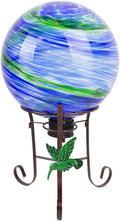 10" Diameter Gazing Ball with 8.5" Hummingbird Metal Stand Outdoor Garden Decor,Glass Globe Sphere Yard Art Decorations Outdoor,Glass Gazing Balls for Garden,Home,Lawn,Patio,Porch(Blue)-Ruum Studio Home