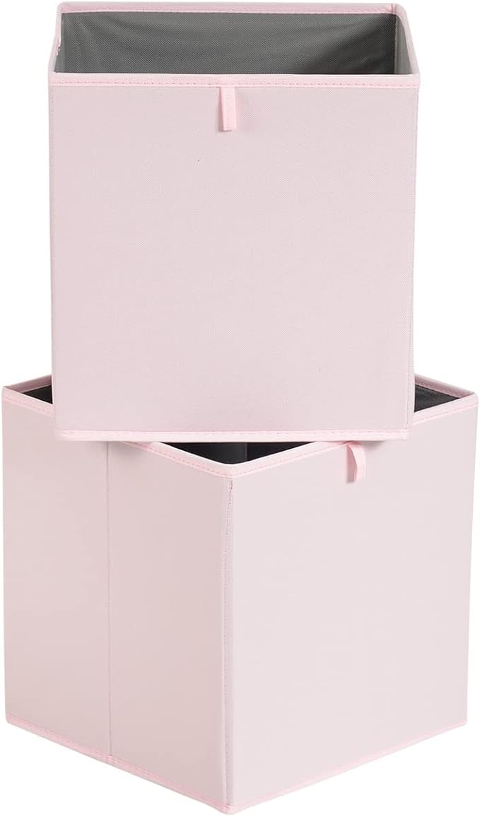 Amazon Basics Cube Organizer Bins, Collapsible Storage Baskets for Shelves, Peony Pink, Pack of 6, 13x15x13"-Ruum Studio Home