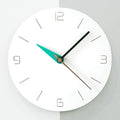 Stephanie Imports Modern Minimalist White & Teal Green Silent Wall Clock-Ruum Studio Home