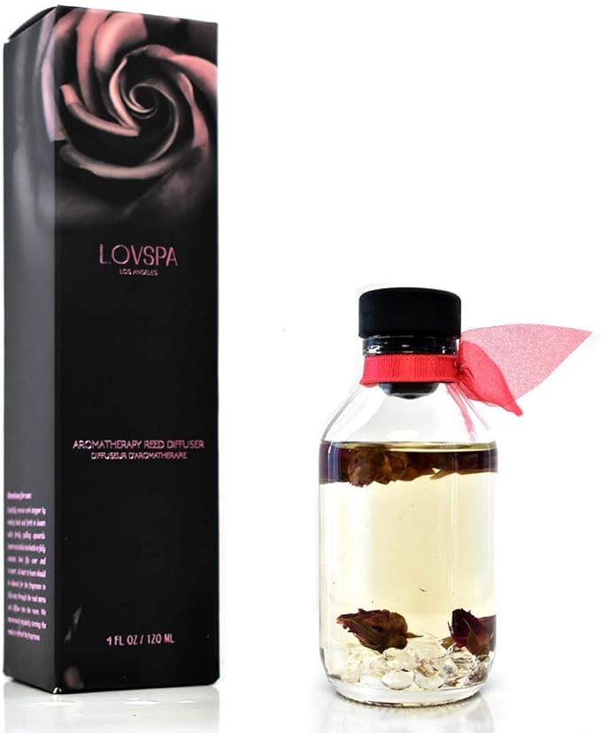 LOVSPA Reed Diffuser Set, Velvet Rose Scented Oil Diffuser with Sticks, Home Fragrance Accessories for Bathroom Shelf Decor, Aroma Diffusers for Home or Office Desk, USA Made-Ruum Studio Home