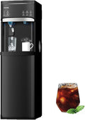 Self Cleaning Hot and Cold Bottom Load Water Cooler Dispenser with Ice Maker for 5 Gallon 3 Temperature Settings 22lbs Daily Capacity Black-Ruum Studio Home