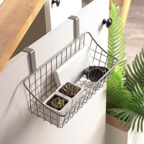 LeleCAT Basket with hook Grid Storage Basket,Hang it behind a door or on a railing,Over the Cabinet Door,Champagne Gray,2 Pack-Ruum Studio Home