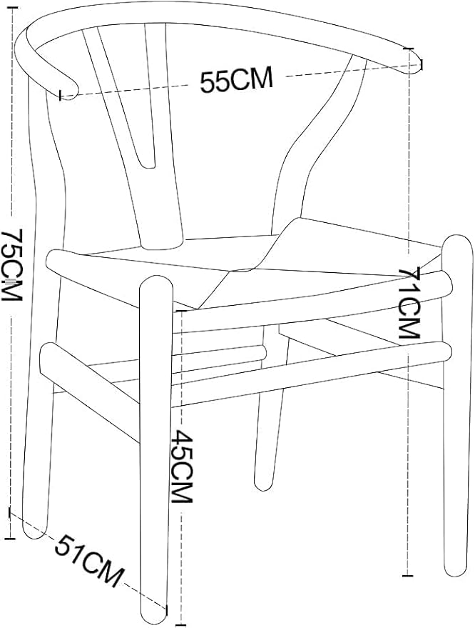 Tomile Solid Wood Wishbone Chair Y Chair Mid-Century Armrest Dining Chair, Hemp Seat (Ash Wood Black., Pack of 1)-Ruum Studio Home