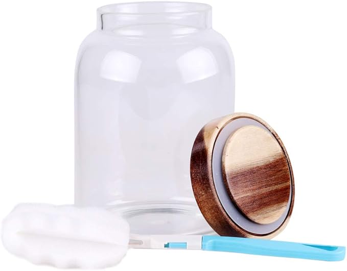 Glass Storage Jar, Food Storage Container/Canisters with Airtight Lid for Serving Tea, Coffee, Honey,.Spice, Perfect as a Cereal Dispenser (6.3 inch high)-Ruum Studio Home