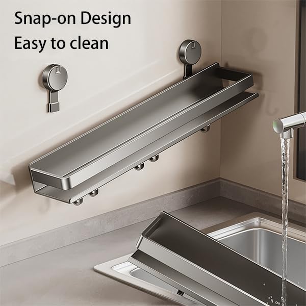 Spice Rack Wall Mounted 2 Pack,Suction Cups Spice Organizer for Cabinet,Large Capacity Metal Spice Shelf for Kitchen Cabinet, Pantry Doors, Bathroom, Shower, Home Decor (15.7 inch)-Ruum Studio Home