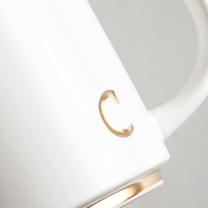 COLLECTIVE HOME - Monogram Ceramic Mugs, 15 oz Golden Initial Coffee Cups, Elegant Alphabet Tea Mugs, Elegant Personalized Mug with Gift Box, Luxurious Cups for Office and Home (c)-Ruum Studio Home