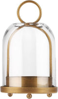 7.5" High Versatile Modern Metal Hurricane Lantern with Handmade Sturdy Glass Dome for 2" Pillar Candle & Plants (Brass, 4" x7.5)-Ruum Studio Home