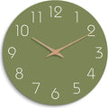 Mosewa Modern Wall Clock Silent Non-Ticking 14 Inch Olive Green Battery Operated Simple Minimalist for Living Room Office Bedrooms Kitchen Home Decor-Ruum Studio Home