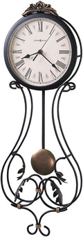 Howard Miller Paulina Wall Clock, Gray Finishes with Golden Pendulum & Quartz Movement, Classic Round White Dial with Roman Numeral Perfect for Home Decor, Living Room & Office Wall Mount-Ruum Studio Home