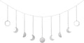 Mkono Moon Phase Wall Hanging Boho Aesthetic Room Decor Metal Moons Garland Hanging Art Bohemian Home Decoration for Girls Room Nursery Bedroom Livingroom Dorm, Ideal, Silver, 50"-Ruum Studio Home