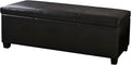 BELLEZE 47 Inch Storage Ottoman, Faux Leather Storage Bench Bedroom Bench with Safety Close Hinge, Ottoman with Storage for Living Room, Entryway, Hallway, Foot Rest, Support 300lbs - Black-Ruum Studio Home