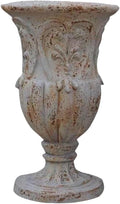 VISIBLE Vintage European Giant Garden Urn Planter, Decorative Cement and Fiber Flower Pot, Make Rust Finished, Wrap Foam Safely Delivered from Los Angeles (Vintage, Medium)-Ruum Studio Home