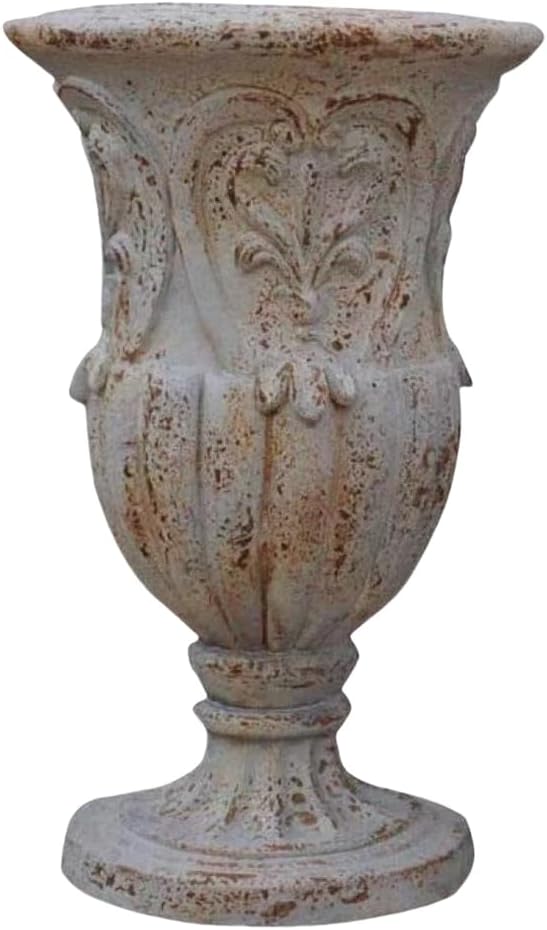 VISIBLE Vintage European Giant Garden Urn Planter, Decorative Cement and Fiber Flower Pot, Make Rust Finished, Wrap Foam Safely Delivered from Los Angeles (Vintage, Medium)-Ruum Studio Home