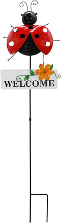 Veclotch 30"" H Metal Ladybug Garden Stake,Rustic Ladybird Decorative Yard Stakes Metal Yard Art Bug Ornaments Welcome Outdoor Spring Garden Stake for Patio Lawn Porch Pathway Decor-Ruum Studio Home