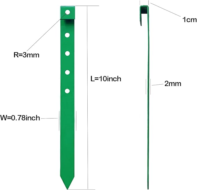 24Pcs Metal Garden Landscape Edging Stakes Green,10in anchoring Stakes Landscape Anchoring Spikes for Terrace Board, Garden Liner, Landscape Edging Coil,Bender Board,Grass Barrier-Ruum Studio Home