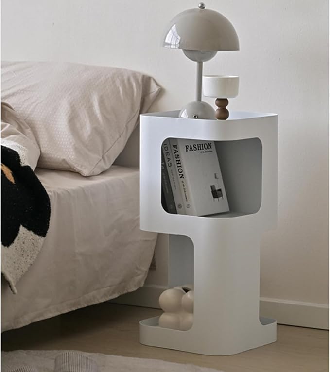 Modern Side Table,Small end Table for Small Spaces,Metal nightstand with Storage Shelf,Space-Saving Bedside Table Accent Table Drink Tables for Living Room,Bedroom.No Assembly Required-Ruum Studio Home