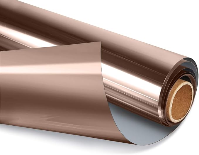 HIDBEA Window Privacy Film Daytime, Heat Control Anti UV Reflective One Way Mirror Window Tint for Home, Non-Adhesive Self Static Cling Window Stickers (Brown-Silver, 17.5 Inch x 6.5 Feet)-Ruum Studio Home