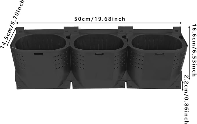 12Pieces 3-Pot Wall Planter Vertical Garden Plant Walls Wall Mounted Vertical Planter with Water-Storage Layer Stackable Wall-Mounted Flower Pot for Gardens, Balconies 180.78lbs Total Capacity (Black)-Ruum Studio Home