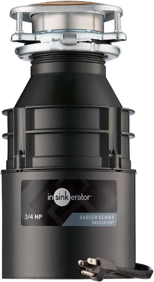 InSinkErator Badger 5XP Garbage Disposal with Power Cord, Standard Series 3/4 HP Continuous Feed Food Waste Disposer, Badger 5XP W/C-Ruum Studio Home
