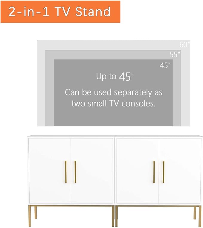 LYNSOM TV Stand for 55 Inch TV, Wood Entertainment Center with Storage Cabinet, TV Cabinet Black, Long Console Table for Living Room, Bedroom-Ruum Studio Home
