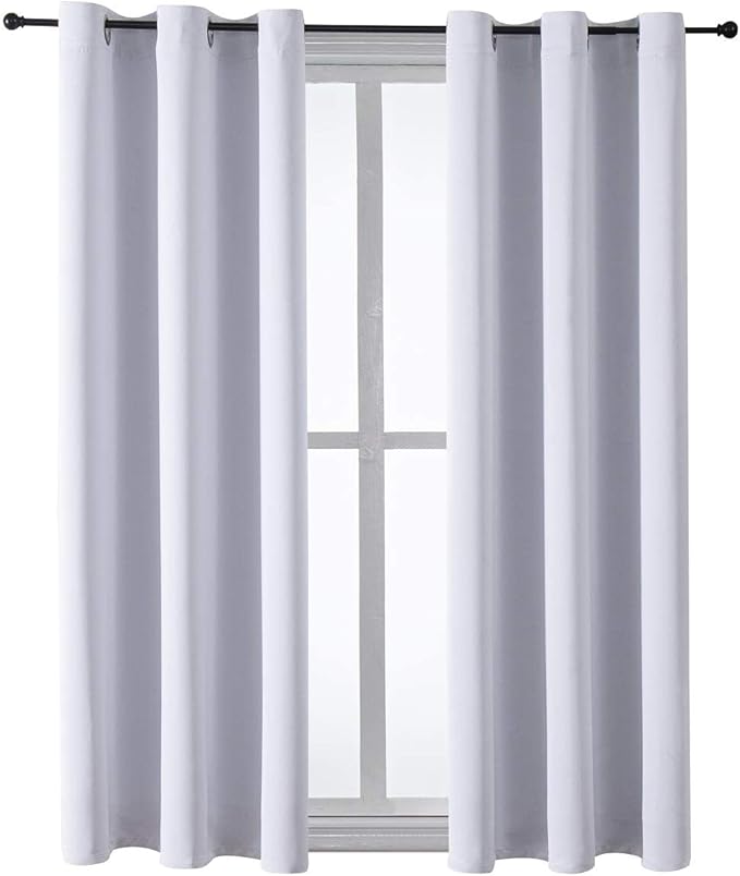 ChrisDowa Grommet Room Darkening Curtains for Bedroom and Living Room - 2 Panels Set Thermal Insulated Blackout Curtains (Greyish White, 42W x 63L)-Ruum Studio Home