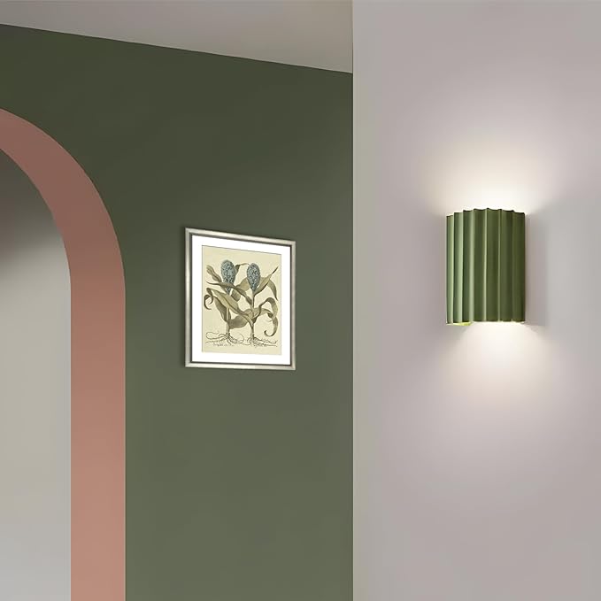 LightInTheBox Modern LED Wall Sconce Minimalist Resin Wall Light Nordic Style Half-Cylinder Tree Root Desgin Up and Down Light for Stairs Hallway Bedroom Home (Green)-Ruum Studio Home