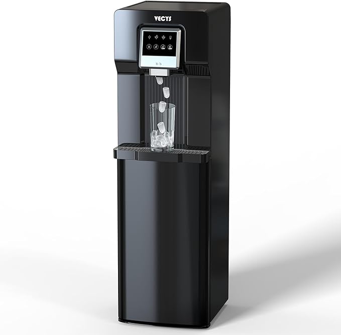 VECYS Bottom Loading Water Cooler with Ice Maker, Cold Water Supply with 18LBS Daily Ice Making, Compatible with 3 or 5 Gallon Bottles, Ideal for Home and Office (No Hot Water)-Ruum Studio Home