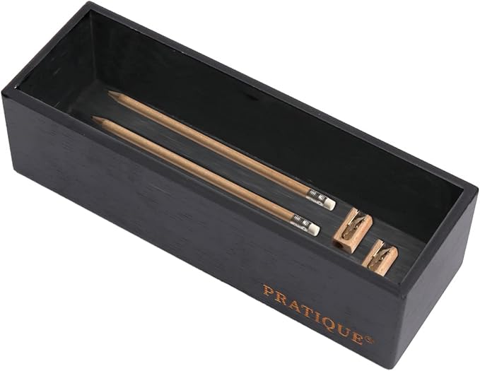 Bamboo Drawer Organizer - Kitchen Utensil Organizer Silverware Tray Cutlery Holder，Office Desk Supplies and Accessories,8.9 * 3 * 2.6inch,Black-Ruum Studio Home