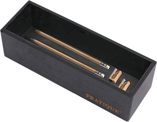 Bamboo Drawer Organizer - Kitchen Utensil Organizer Silverware Tray Cutlery Holder，Office Desk Supplies and Accessories,8.9 * 3 * 2.6inch,Black-Ruum Studio Home